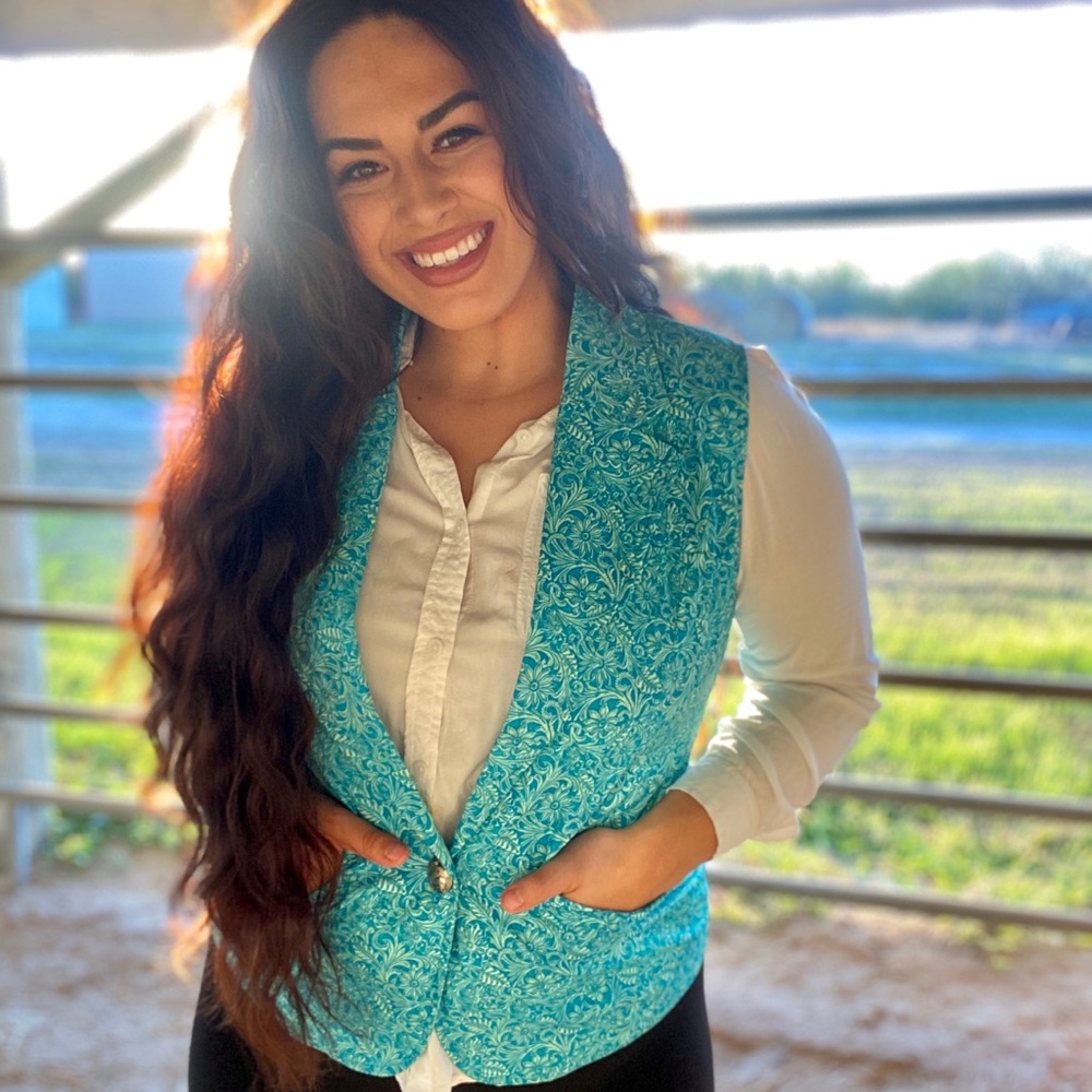 Jade Tooled Printed Sleeveless Blazer